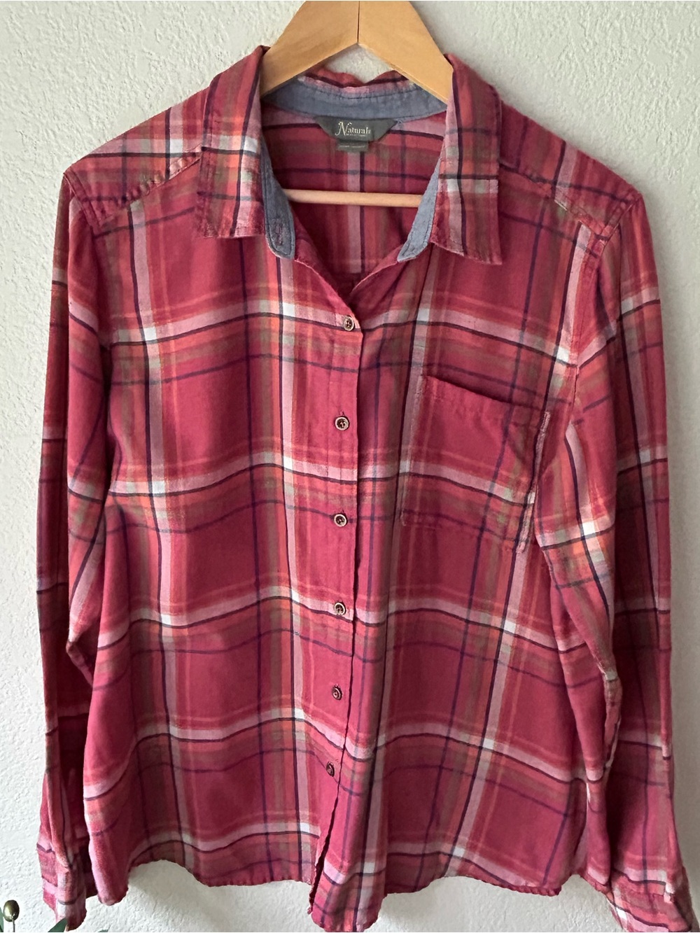 Natural Reflections Pink Plaid Button-Down Shirt